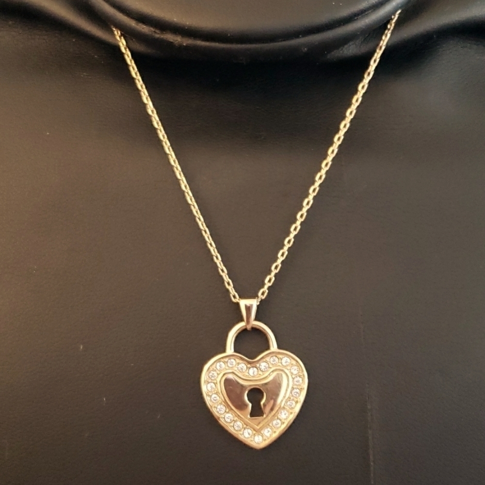 SIUMAL Gold Plated Cubic Zirconia Heart Necklace